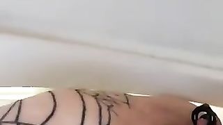 Slutty blonde chick poops hard