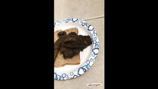 Hot chick making poop sandwich