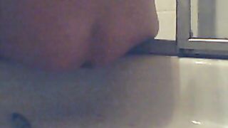 Curvy huge ass pooping in closeup