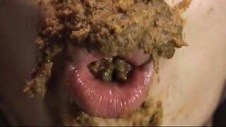 Cute skinny Asian chick rubbing shit all over