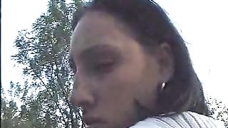 Outdoor poop from amateur brunette lady