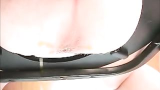 Fantastic blonde girl poops