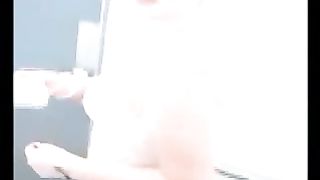 Seductive blonde babe pooping in the toilet