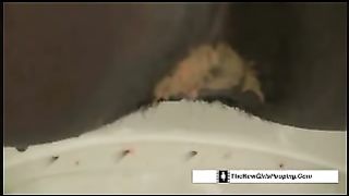 Hot busty ebony babe poops