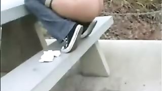 Sweet amateur lady poops in the public