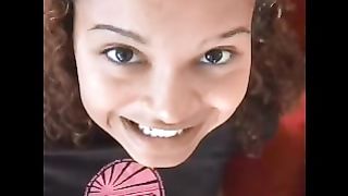 Cute hot brunette teen teasing with her poop