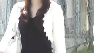 Amateur hot Asian chick pooping in the garden