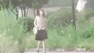 Lusty Japanese amateur chick outdoor poop