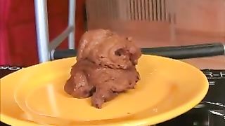 Cheeky hot girls pooping on the plate