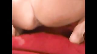 Lovely blonde looking babe pooping on the plate