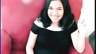 Brunette Asian babe eating fat turd