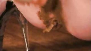 Brunette lady poop fuck herself with dildo