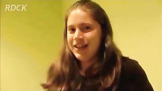 Naughty hot brunette chick pooping in toilet