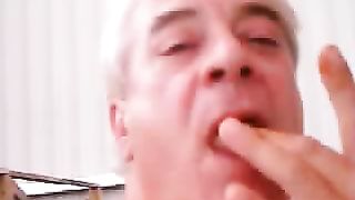 Mature scat daddy eating poop