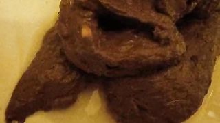 Dark brown turd closeup video