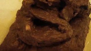 Dark brown turd closeup video