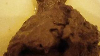 Dark brown turd closeup video