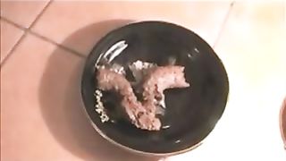 Naughty brunette teen poops in the toilet