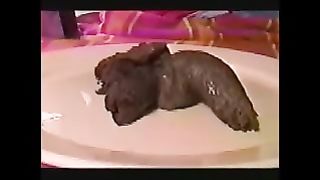 Pretty blonde chick pooping for you