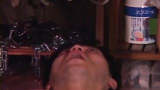 Hairy pussy Japanese chick poops for her slave