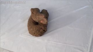 Sweet fat ass lady pooping nicely on the floor