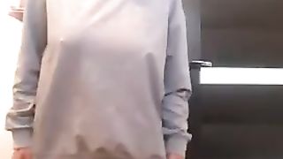 Hot tattooed busty curvy babe masturbates and poops