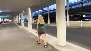 Sexy round ass tattooed blonde pooping outdoor