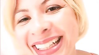 Pretty blonde showing her poop in closeup