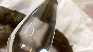 Closeup of horny chick pussy and poop