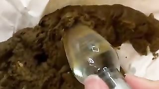 Closeup of horny chick pussy and poop