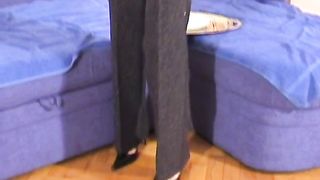 Shit covered blonde girl sucking thick cock