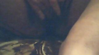 Horny lady masturbates her hairy pussy