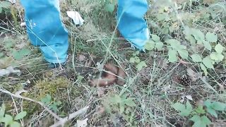 Big ass girls taking quick dump in the woods