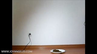 Lusty amateur babe pooping in the plate