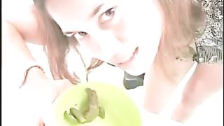 Girl takes a massive shit on the toilet