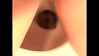 Smiling cute lady pooping