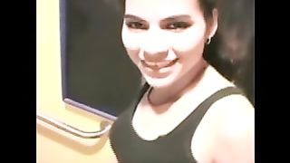 Brunette chick pooping tender pops