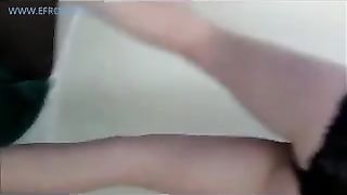 Punk chick huge poop on green towel