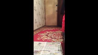 Cute Russian babe pooping on the floor