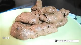 Hot brunette Latina girl pooping on the floor