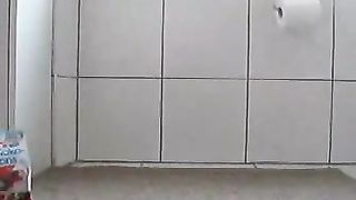 Cute brunette girl spread legs and poops