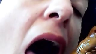 Sexy amateur lady loves poop licking selfie