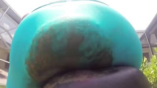 Cheeky babe panty poop on her bike