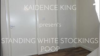 Gorgeous teen in white stockings pooping