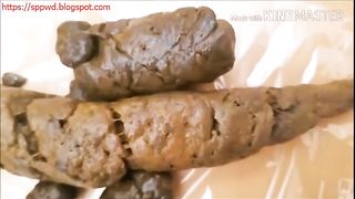 Young Asian slut pooping big load