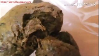 Young Asian slut pooping big load