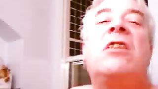 Kinky old dude pooping and eating