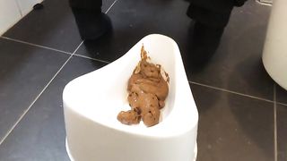 Sexy big creamy poop in toilet