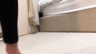 Beautiful brunette MILF spread legs for poop