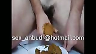 Hairy cock takes nice poop dip